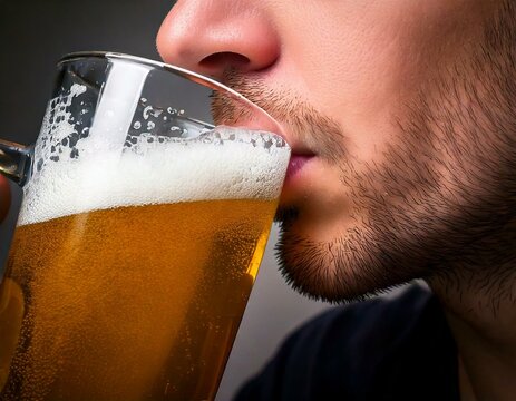 Young man drinking beer