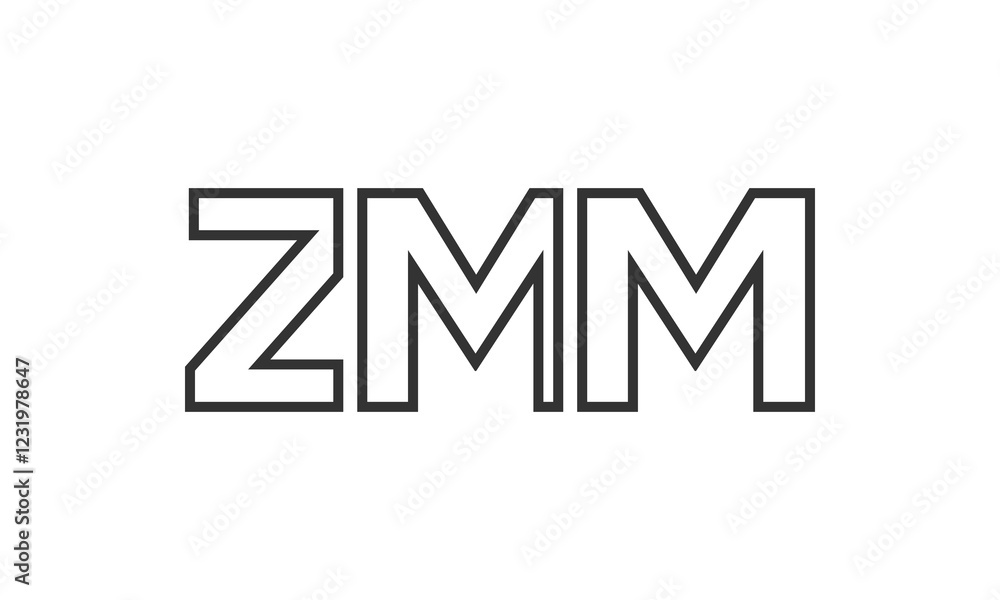 Poster zmm logo design template with strong and modern bold text. initial based vector logotype featuring s
