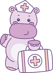 Cute hippo vector icon. Funny baby hippo animal series stock illustration. life of fluffy hippo designs.