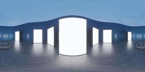 3d illustration spherical 360  vr degrees, a seamless panorama of the room and interior design (3D rendering)