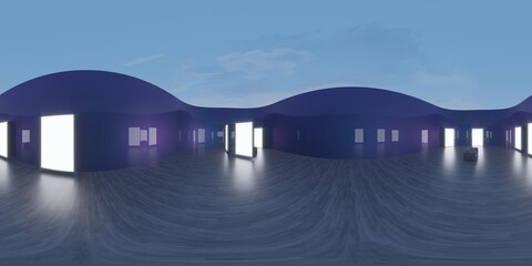 3d illustration spherical 360  vr degrees, a seamless panorama of the room and interior design (3D rendering)