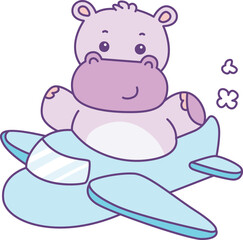 Fototapeta premium Cute hippo vector icon. Funny baby hippo animal series stock illustration. life of fluffy hippo designs.