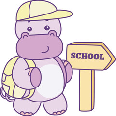 Cute hippo vector icon. Funny baby hippo animal series stock illustration. life of fluffy hippo designs.