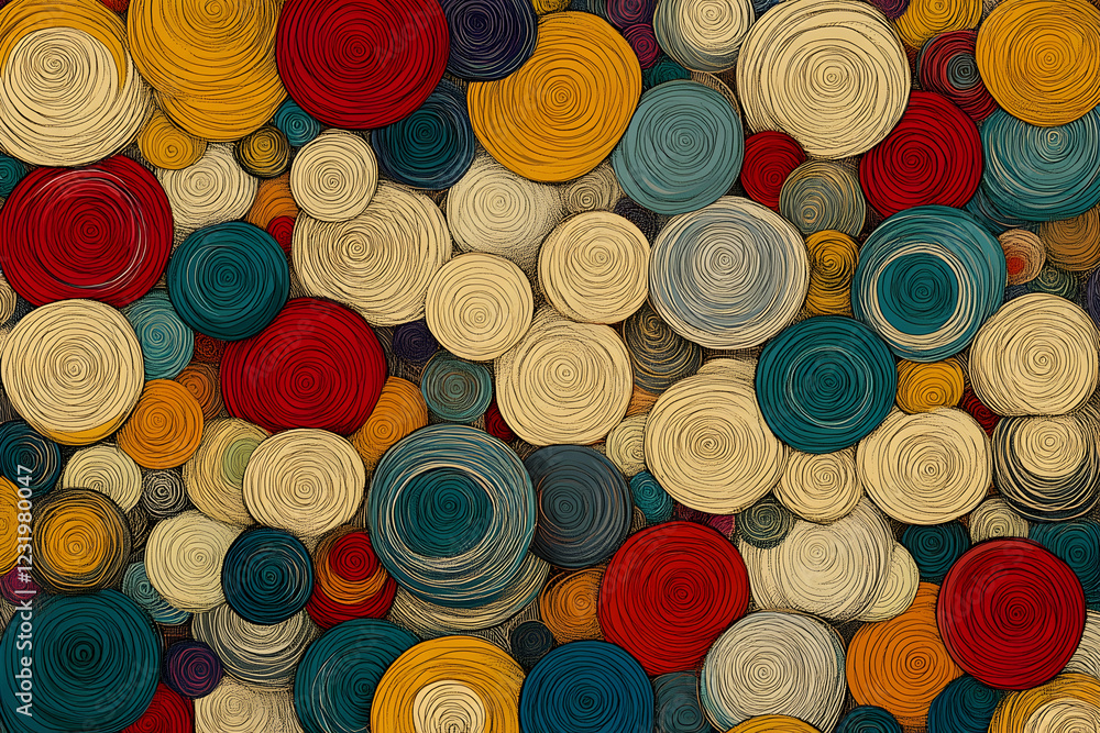Poster colorful swirling circles abstract background design for website or print