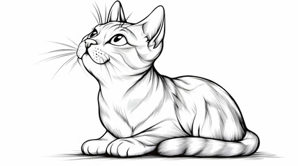 Obraz premium Curious kitten looking up, sitting on white background, illustration for pet adoption
