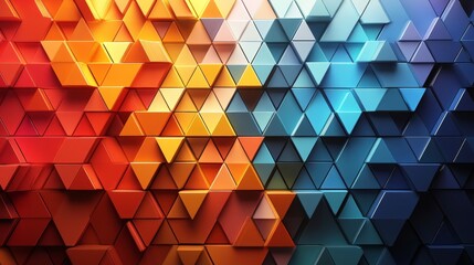 Obraz premium Abstract colorful triangles, geometric design, 3d render, Generative AI