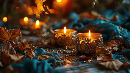 Golden silk candle holders