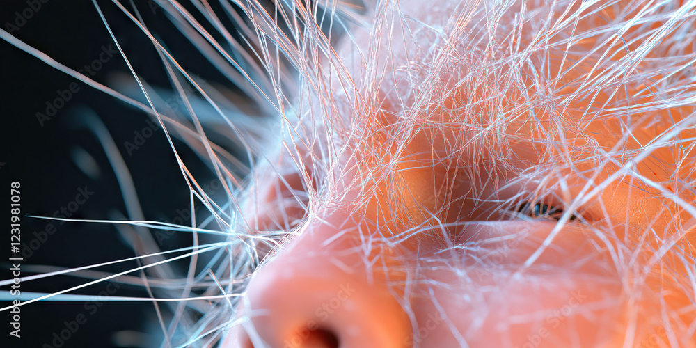 Poster close-up of face partially obscured by translucent strands