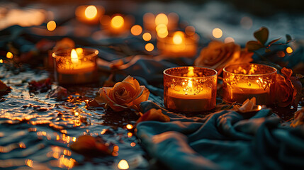 Golden silk candle holders
