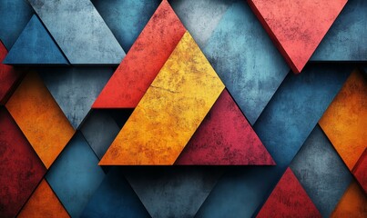 Fototapeta premium Abstract colorful triangles, layered design, 3d render, Generative AI