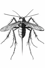 Detailed insect drawing, scientific illustration, white background, entomology study