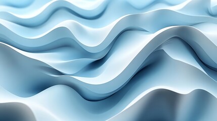 Obraz premium Abstract blue waves, geometric design, 3d render, Generative AI