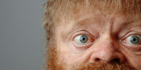 Close-up of a Man's Face Showing Eyes and Beard