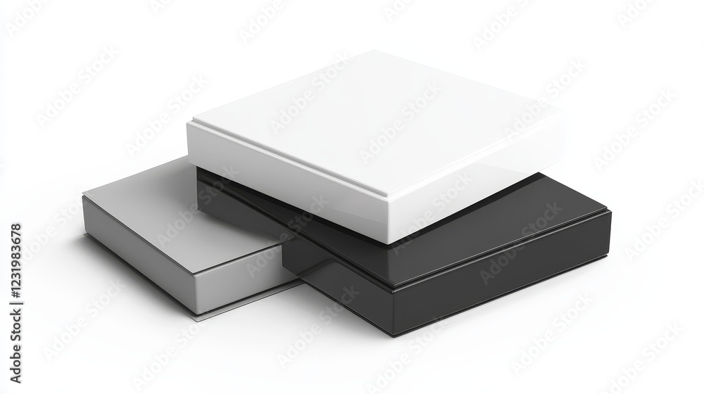 Poster dvd box blank template white, grey and black for presentation layouts and design. 3d rendering. digi