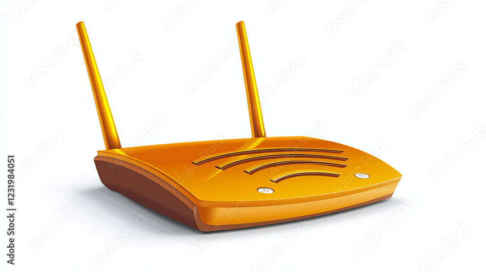 Poster wifi router front and side view mockup, blank home device with antennas for wireless internet connec