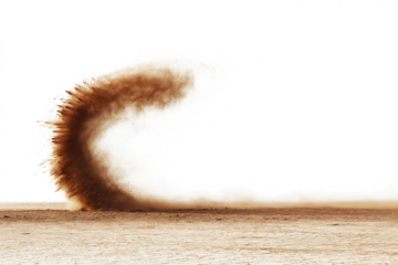 dust devil swirling in desert storm isolated on white transparent background