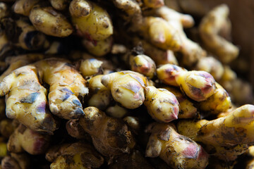 stacked gingers on sale in the market