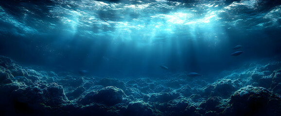 Deep Blue Underwater Scene with Light Rays