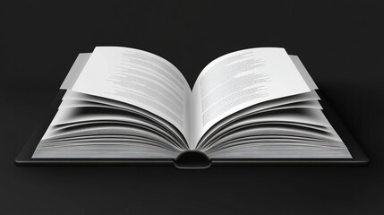 Template of blank paper book with black cover. Vector realistic mock up of 3d standing and lying closed catalog, big textbook, diary or dictionary with empty hardcover