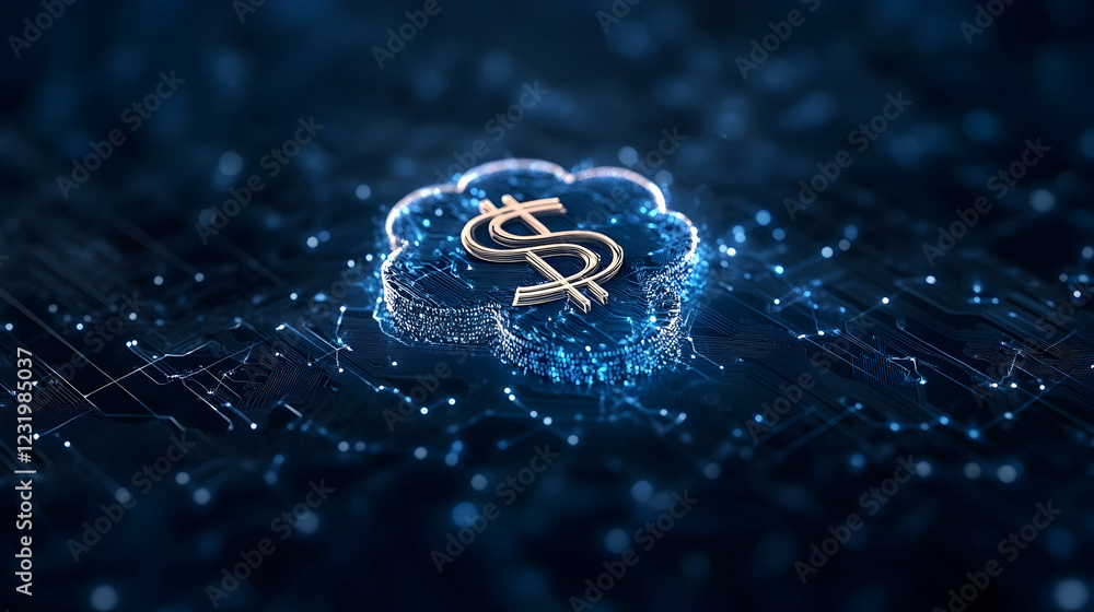 Poster digital currency cloud computing finance network background