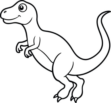 recommend clip art: Coloring page book for kids jumping Dinosaur line art illustration