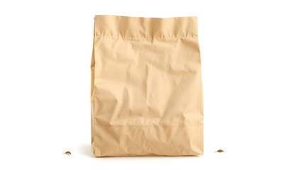 A simple brown paper bag isolated on white, perfect for eco-friendly or grocery-related designs. Generative AI