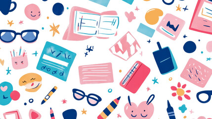 Joyful Doodle Pattern:  A Whimsical Collection of Everyday Objects