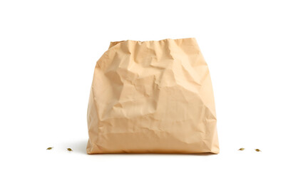 A simple brown paper bag isolated on white, perfect for eco-friendly or grocery-related designs. Generative AI
