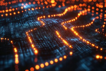 Artificial intelligence represented by abstract brain waves glowing in a cybernetic grid.