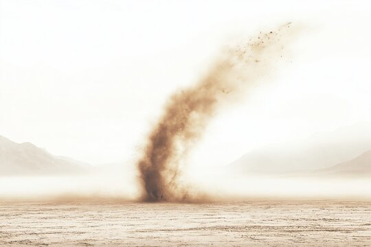 dust devil swirling in desert storm isolated on white background