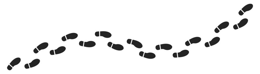 Step footprints paths. footstep prints and shoe steps . shoe tread footprints vector illustration isolated on white background.