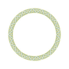 Vector illustration of round frame Ukrainian ornament in ethnic style, identity, vyshyvanka, embroidery for print clothes, websites, banners. Background. Geometric design, copy space, frame