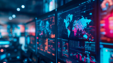 Obraz premium Global Network Monitoring System Interface