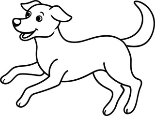 Coloring page book for kids jumping Dog line art illustration