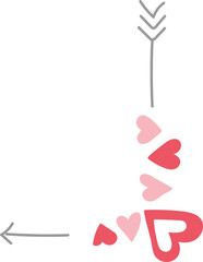 Colorful hearts with arrows design element border color clipart