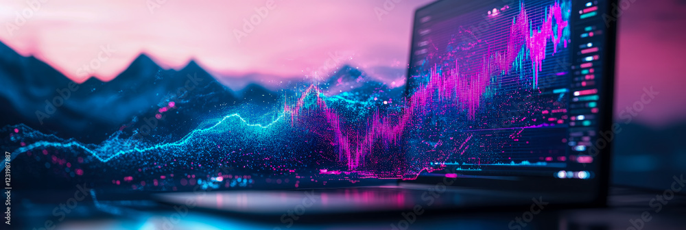 Poster digital peaks: a data visualization at twilight