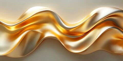 Abstract gold waves, geometric design, 3d render, Generative AI