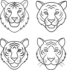 Coloring page with Head of Tiger line art illustration