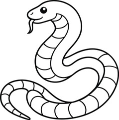 Coloring page with Rattlesnake line art vector set illustration.
