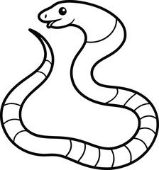 Fototapeta premium Coloring page with Rattlesnake line art vector set illustration.