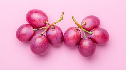 Ripe Red Grapes on a Vibrant Pink Background A Fresh and Healthy Food Image