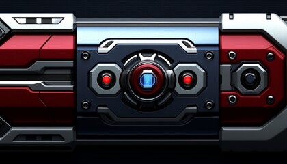 Fototapeta premium Futuristic Red And Blue Control Panel Device