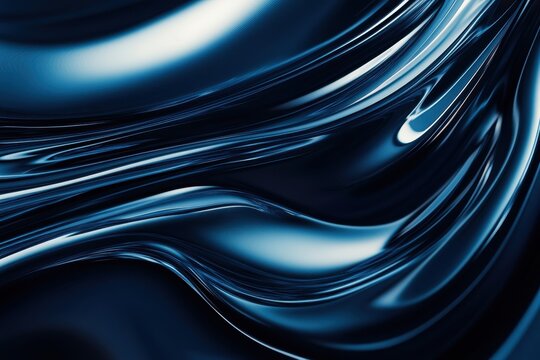 Abstract blue liquid flowing, dark background, design texture