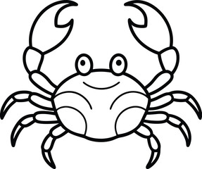 Coloring page with useful for kids Crab animal line art illustration