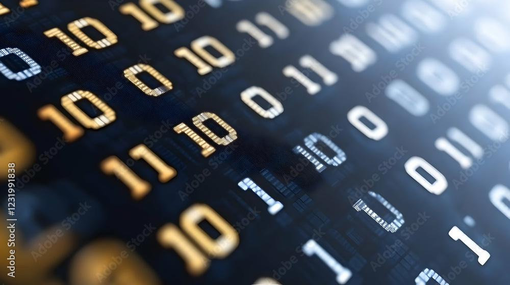 Poster binary code data stream, digital technology background