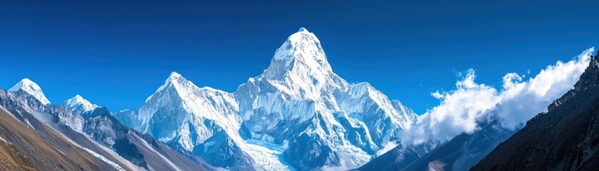 Obraz premium Majestic mountain climb himalayas landscape photography natural beauty panoramic view adventurous spirit