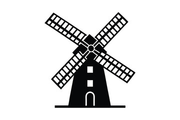 Obraz premium A windmill vector style silhouette illustration.eps