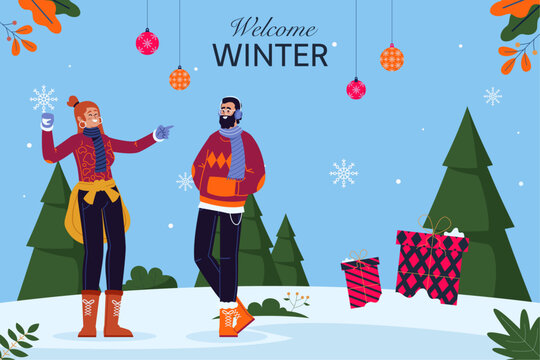 Welcome winter poster for Christmas