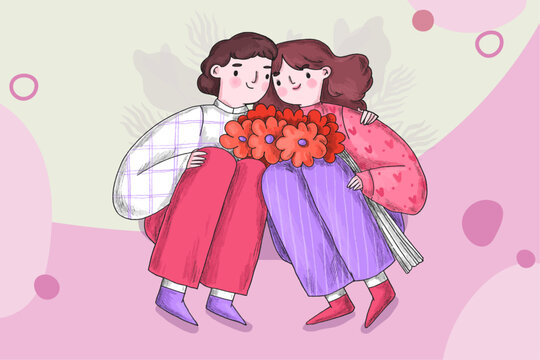 Love couple sitting together vector