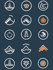 Nature-inspired logo designs, minimalist style, dark background, ideal for branding